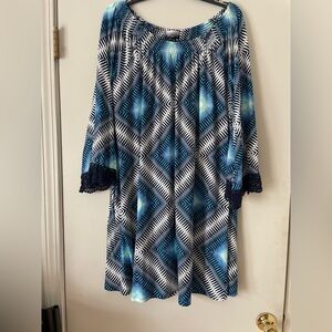 Allison Brittney Plus Blue and Black Top or mini dress.   1X